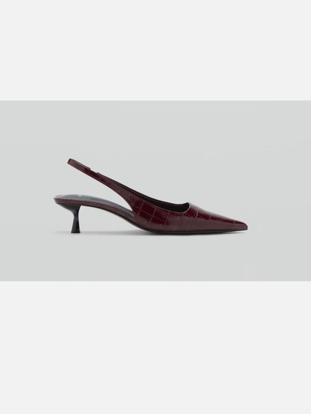 Mango Croc Slingback Kitten Heel
